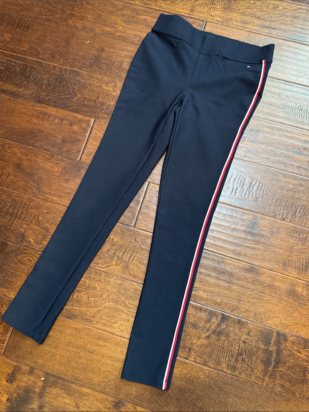 Tommy Hilfiger Navy Leggings with Red and White Side Stripes size XS